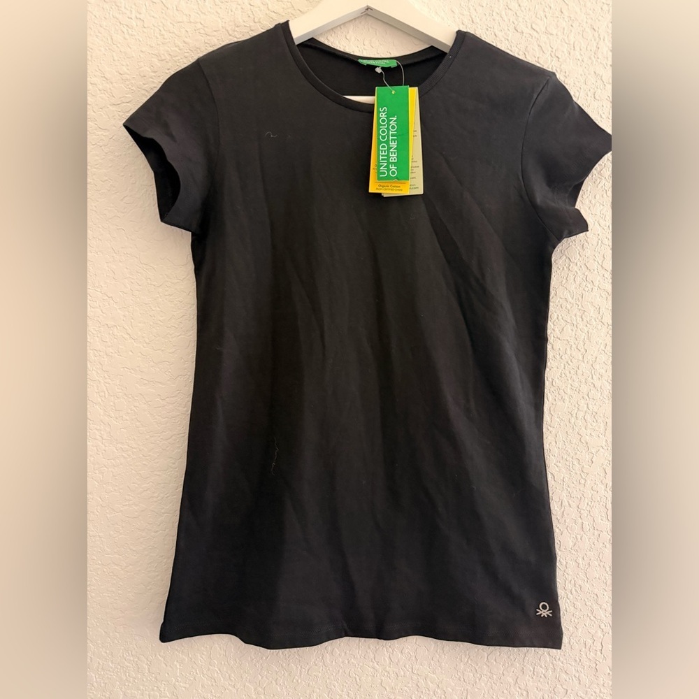 United Colors of Benetton Black Organic Cotton Logo T-Shirt | Youth 3XL Unisex